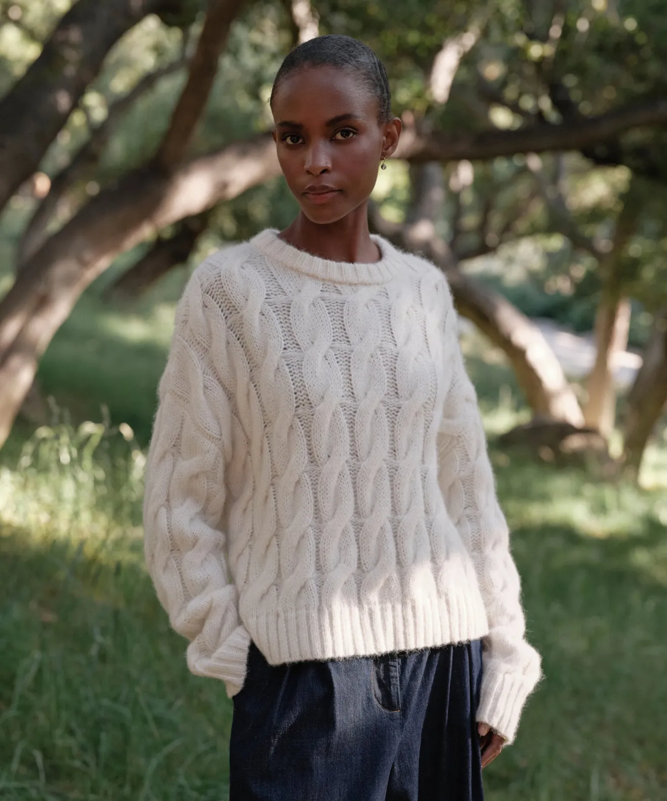 Cable Serena Crewneck Comfort Fit Knitwear Essential