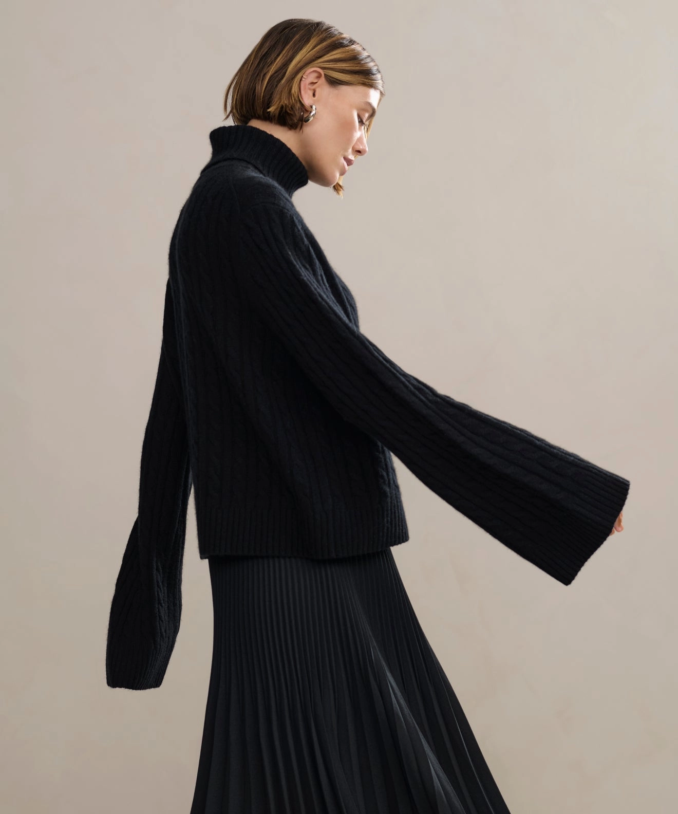fuzzy texture Versatile Layers Cable Nell Turtleneck