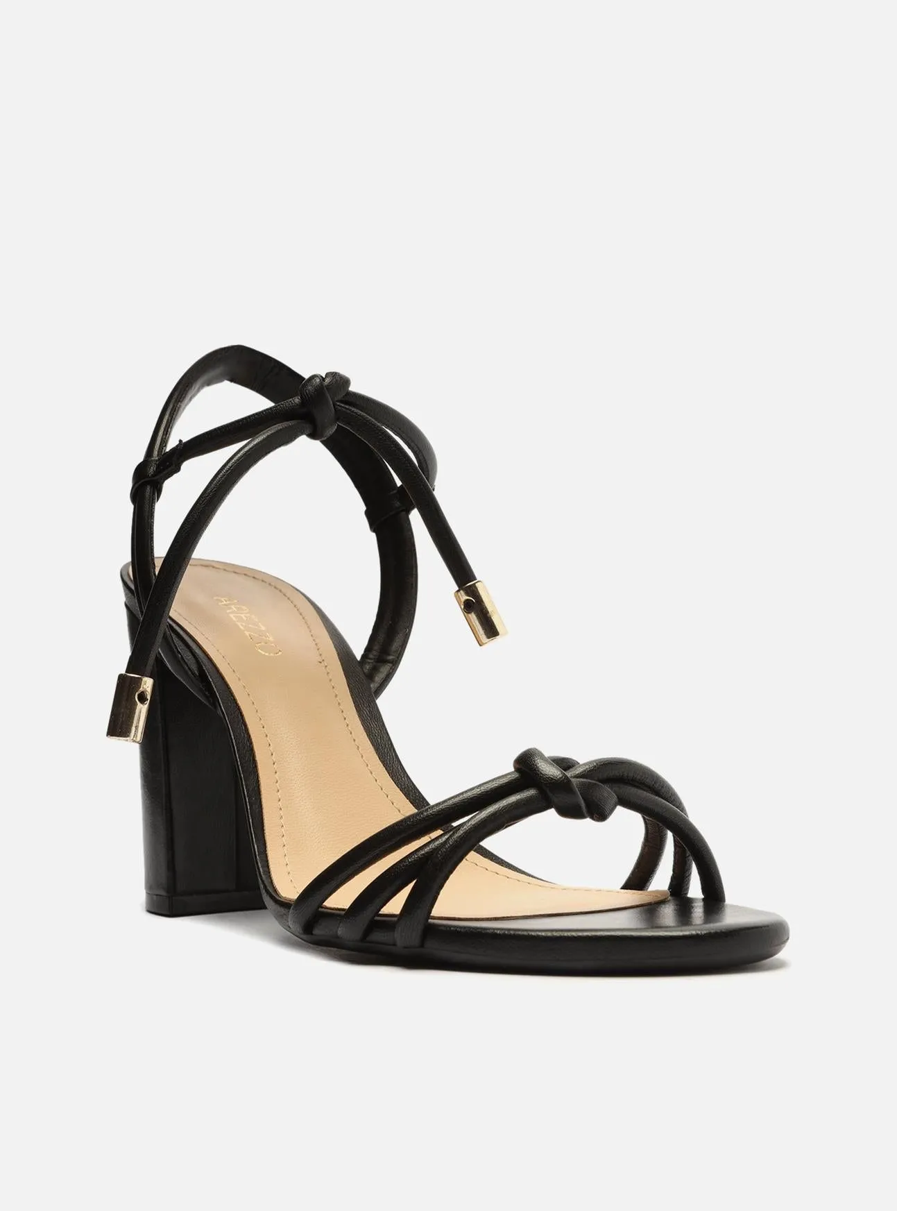 Camila Leather Block Sandal Recycled Rubber Sole Chunky Heel
