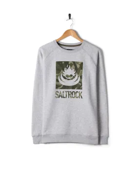 Fashion Essential Casual Ease Camo Leaf Flame - Mens Sweat Shirt - Grey