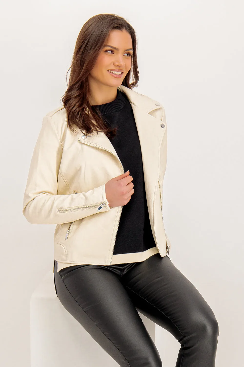 Cara Birch Faux Leather Jacket Practical Cold Piece Breathable Design