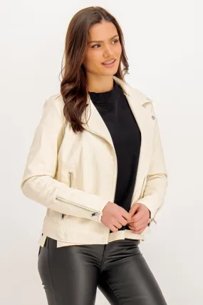 Cara Birch Faux Leather Jacket BreathableLining
