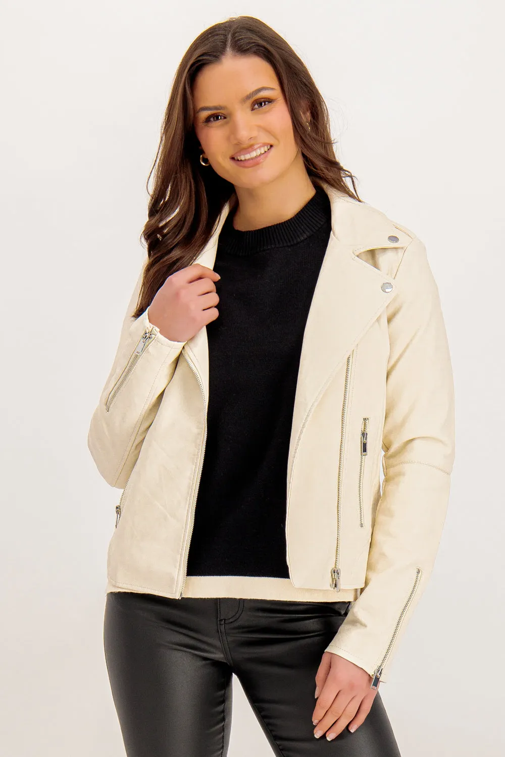 Cara Birch Faux Leather Jacket Moisture wicking
