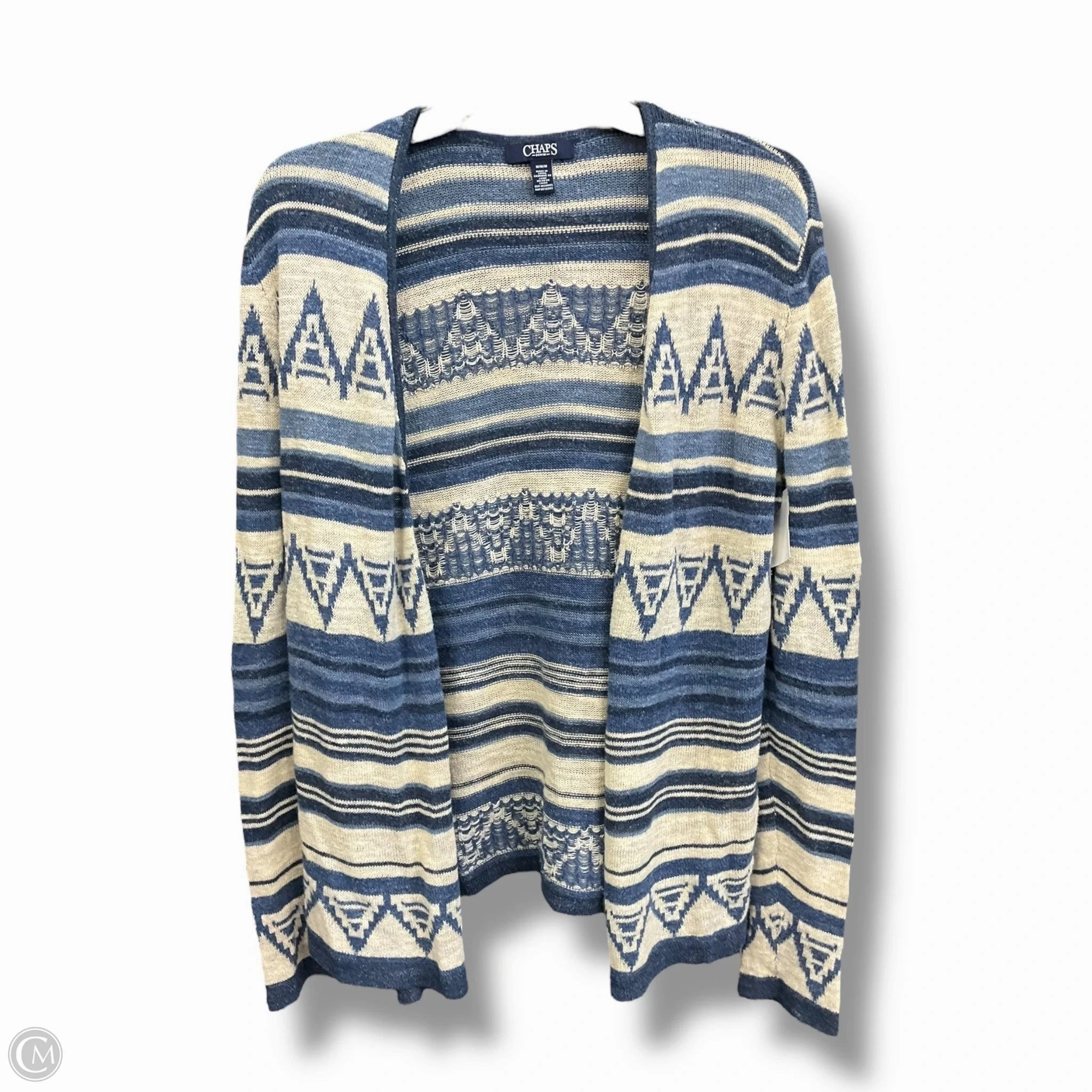 ElasticTrimming Airflow Mesh Insert Cardigan By Chaps In Multi-colored, Size: M