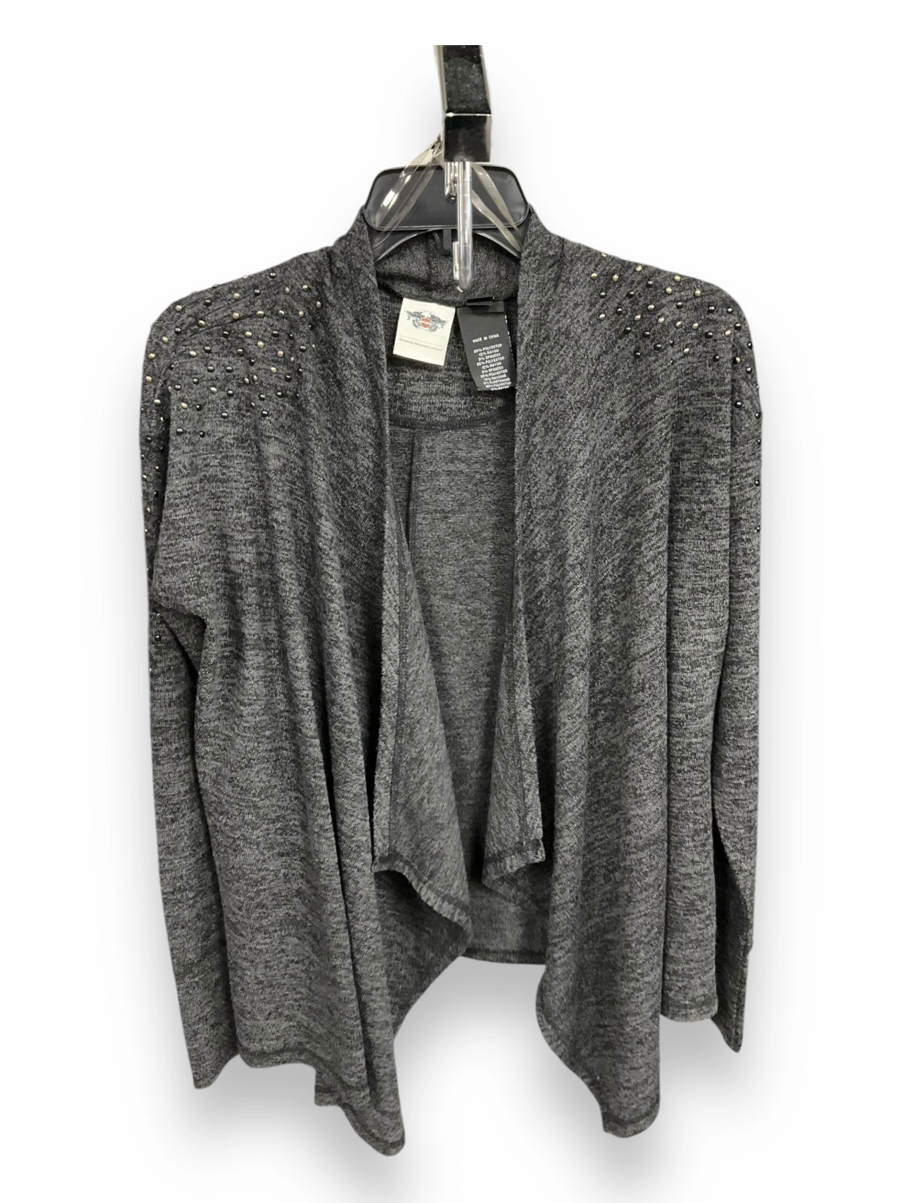 Reflective Trim Details Compression Fit Engineering Cardigan By Harley Davidson In Grey, Size: S