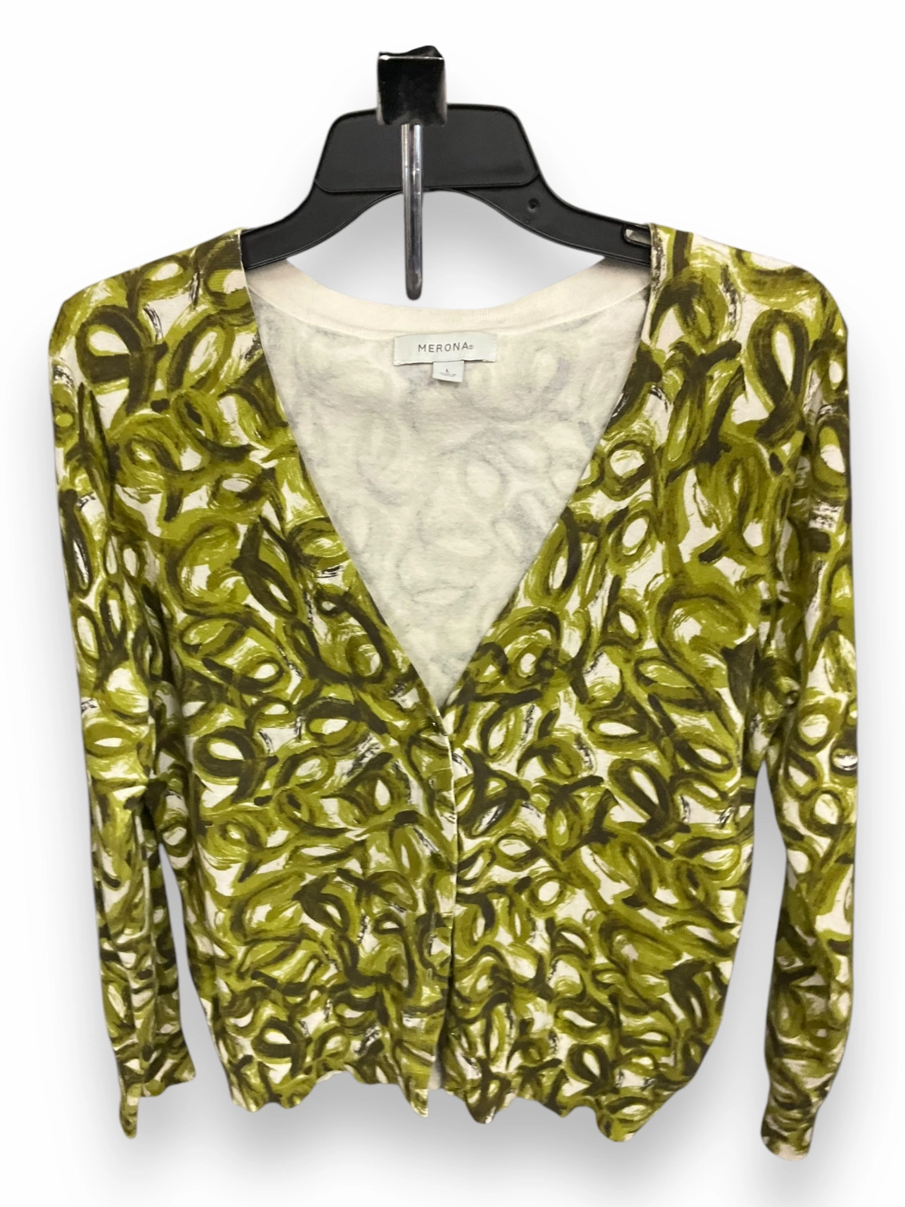 Reflective Trims Cardigan By Merona In Green, Size: L