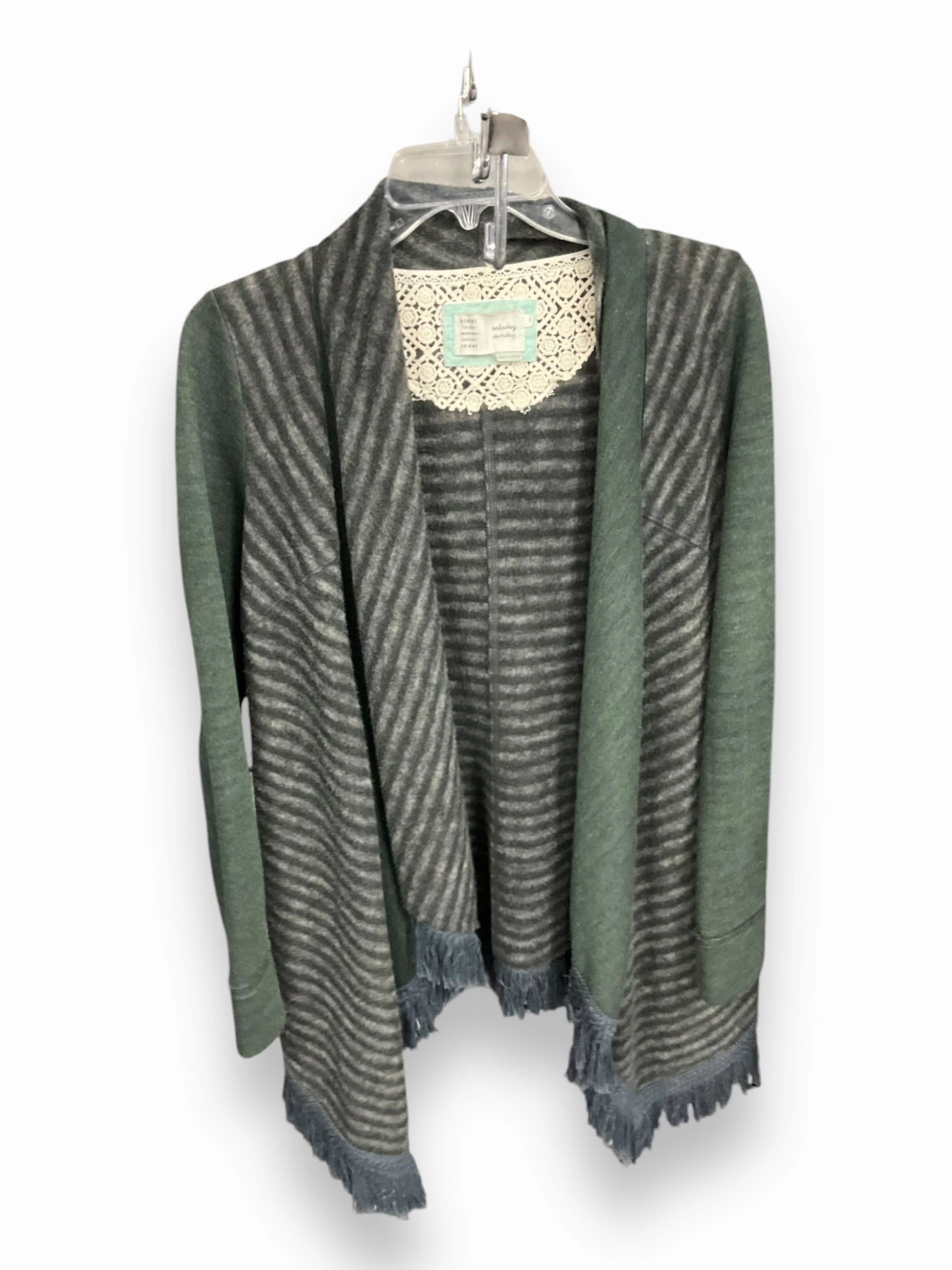 Cardigan By Saturday/sunday In Green & Grey, Size: Xs Retro design Bold Design