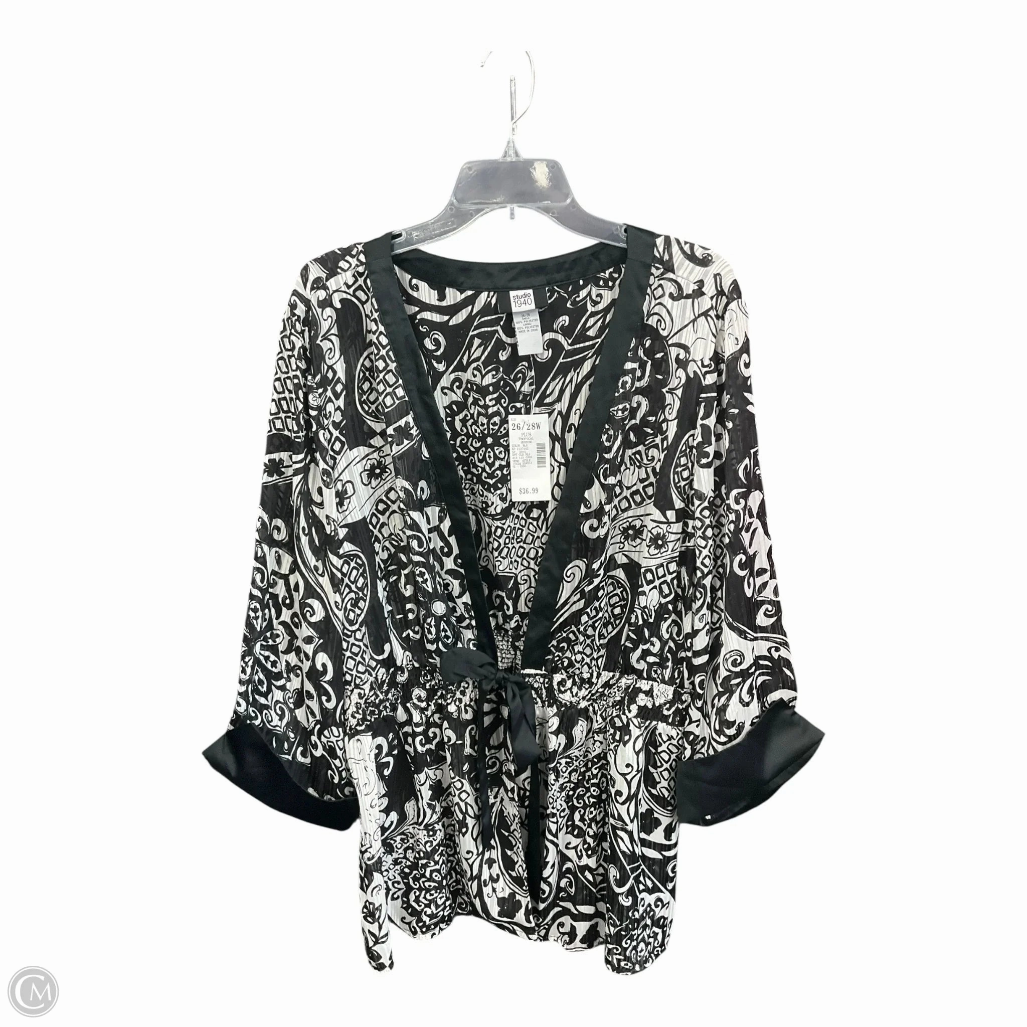 Cardigan By Studio 1940 In Black & White, Size: 3x NonChafeCollarTech