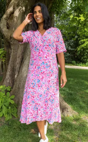 Carine Pink Graphic Midi Dress Night Party