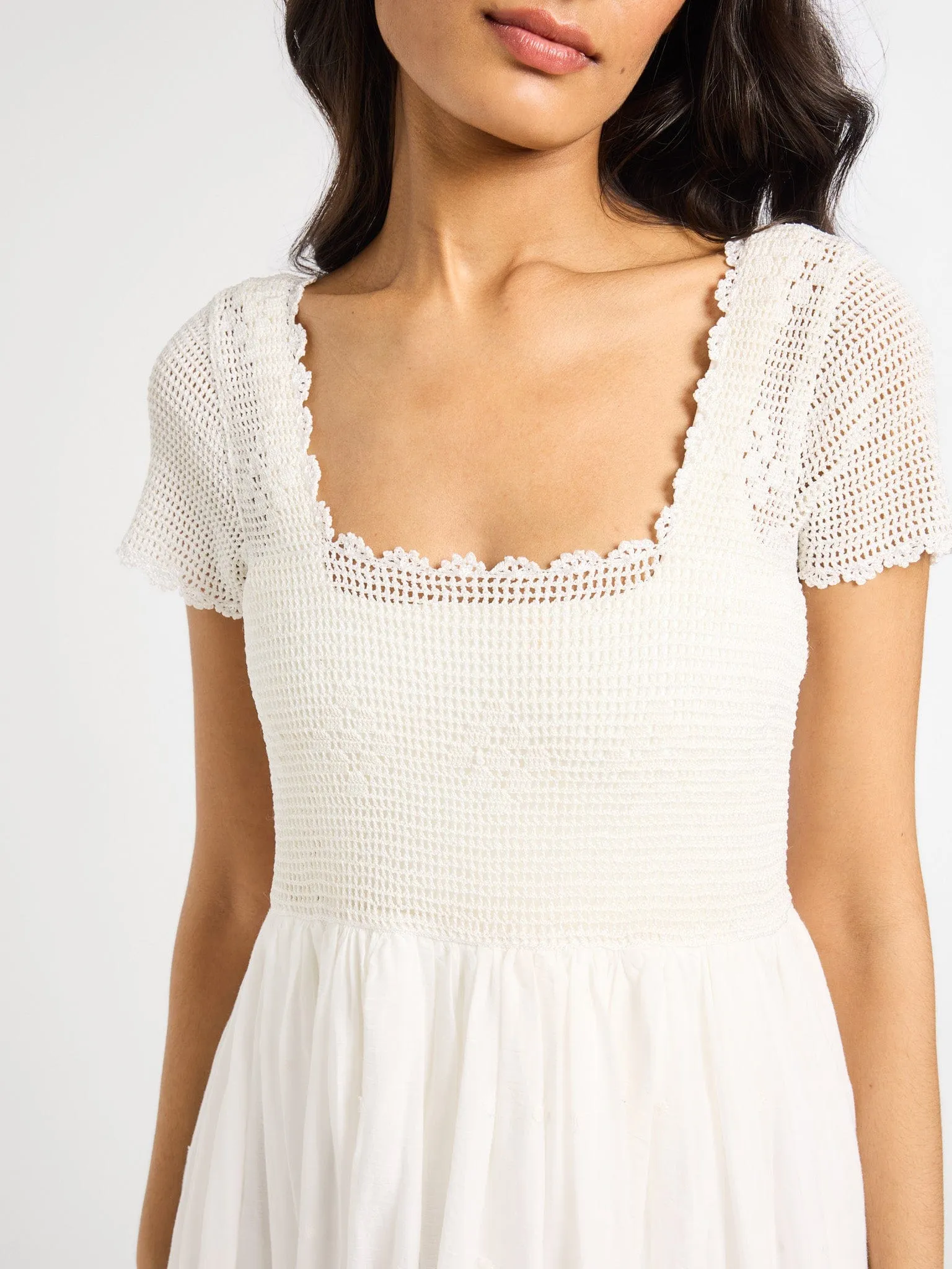 Relax Style Carla Crochet Dress in White
