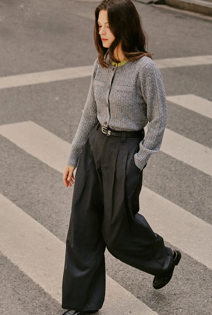 Carmina Wool Cardigan - Grey Tear Resistant Fabric