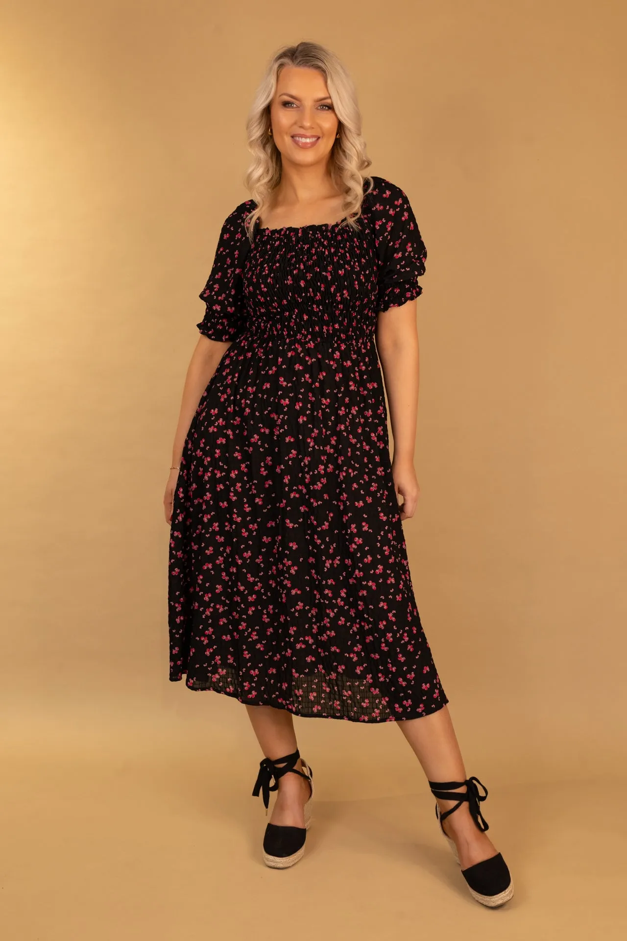 Classic Appeal Casey Black Floral Ditsy Print Dress