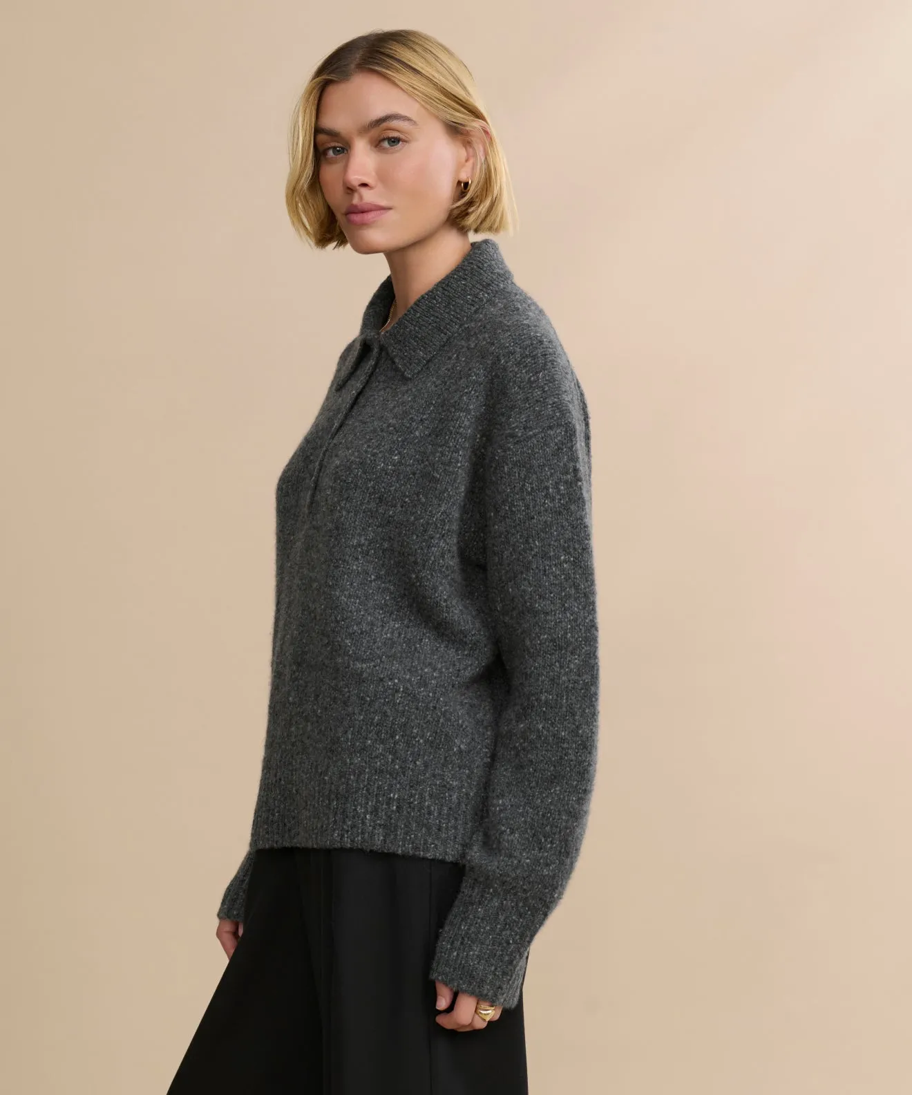Trendy Knit Sleek Waist Cashmere Burke Polo