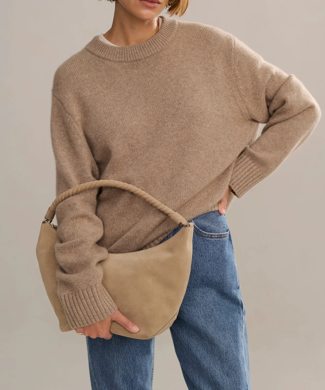 Cashmere Oversized Crewneck Ergonomic Sleeve Shape