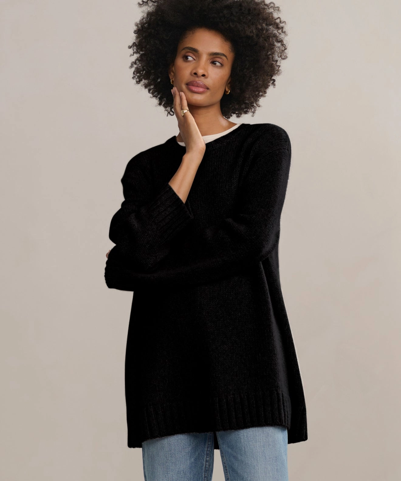 Cashmere Amelia Crewneck Breathable Stretch Design Relaxed Stretch