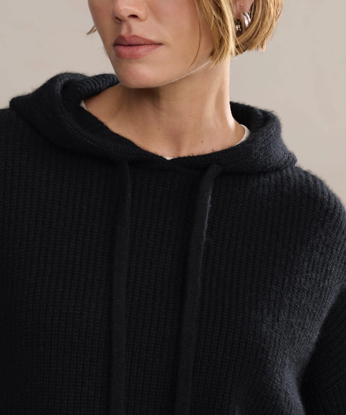 Cashmere Fisherman Hoodie Breathable mesh lining