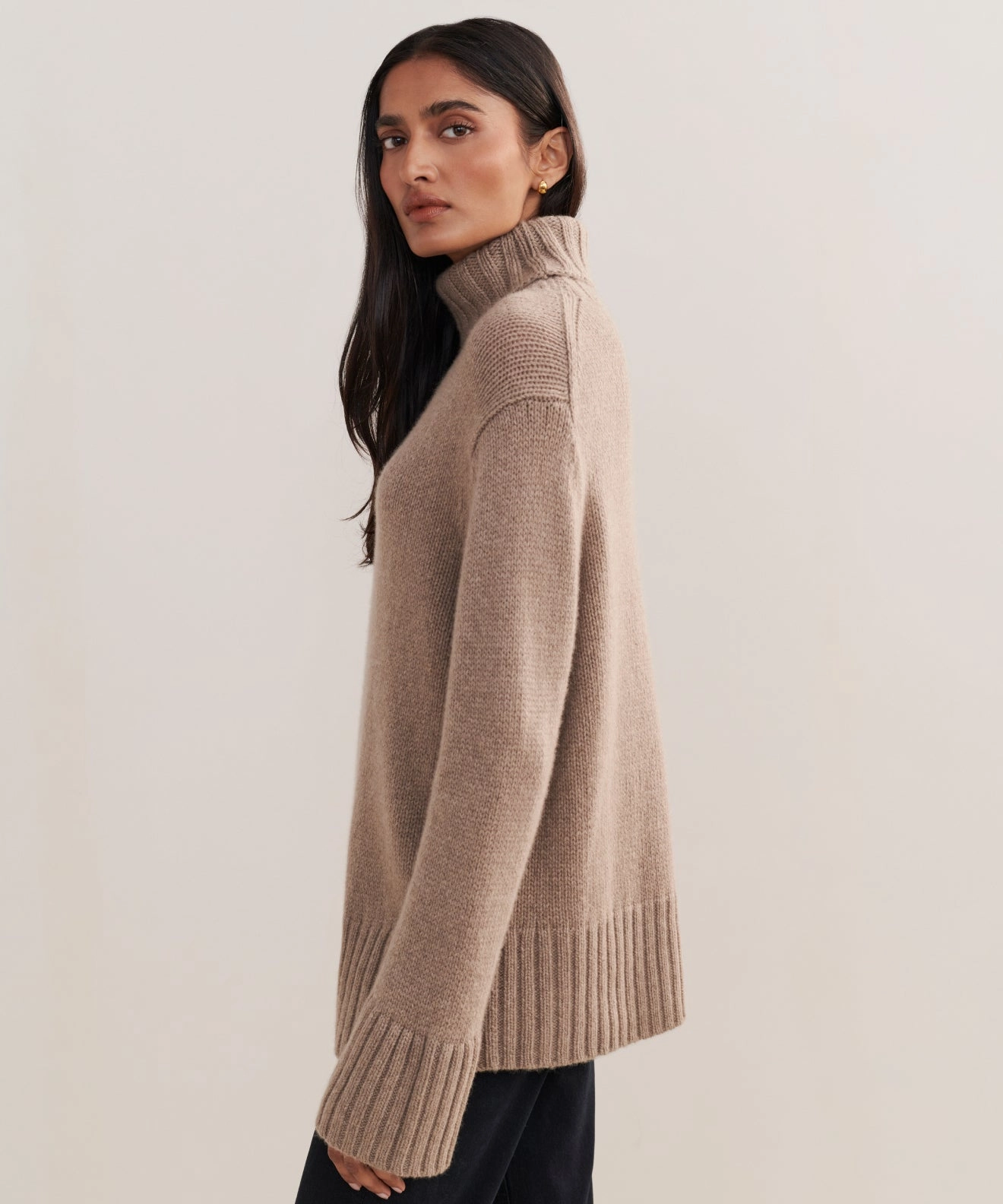 Basic Layering Knitted Comfort Cashmere Jet Turtleneck