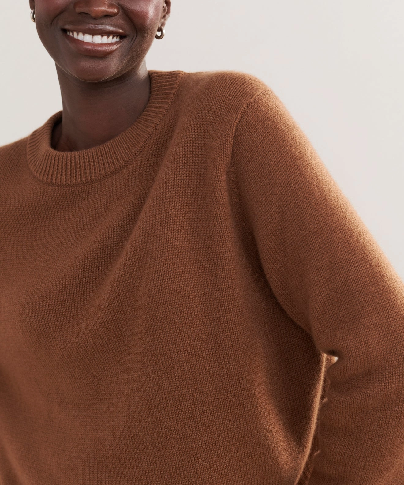 Knitted Fashion Reinforced Shoulder Design Cashmere Oversized Crewneck
