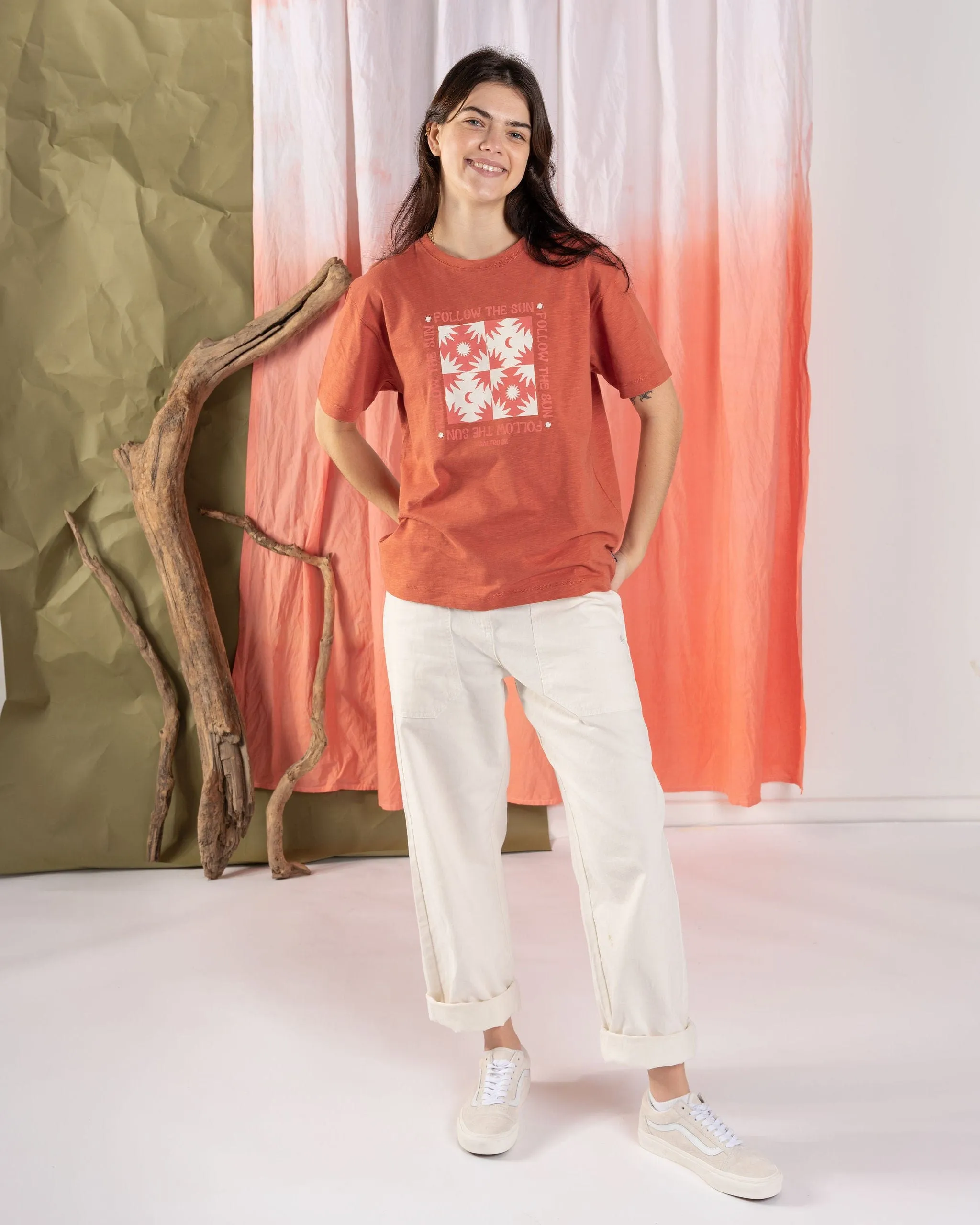Sun Follower - Womens Oversized Short Sleeve T-Shirt - Orange sale season weekday wear