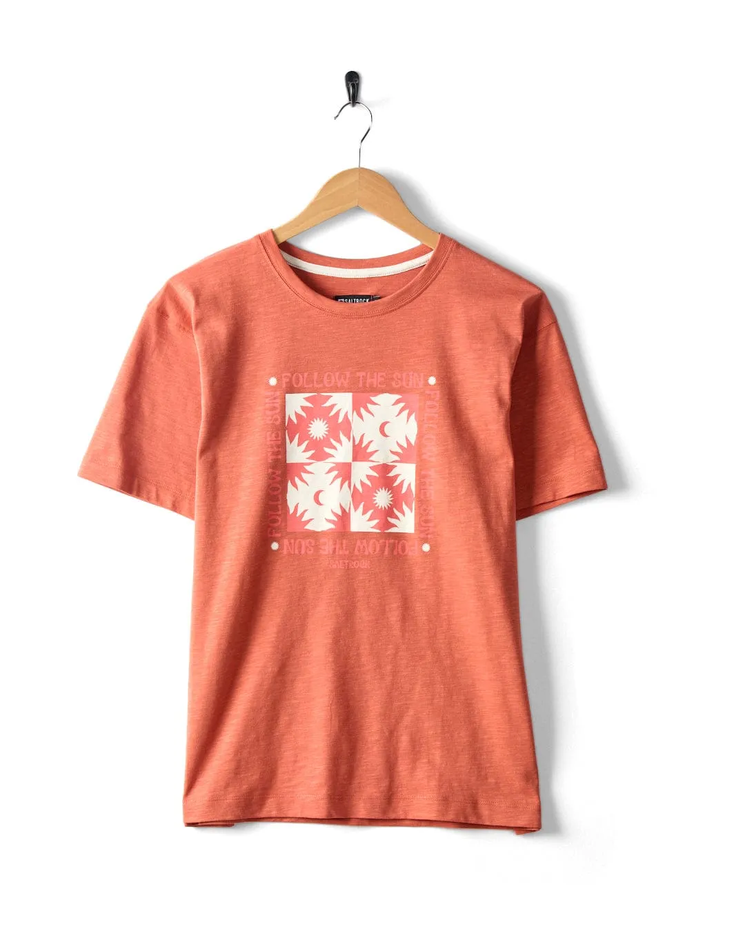 Non Toxic Printing Sun Follower - Womens Oversized Short Sleeve T-Shirt - Orange