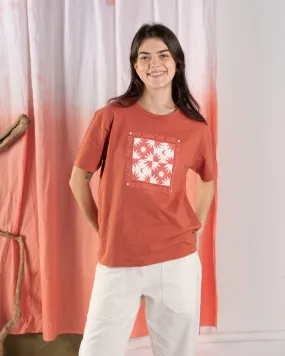 Breathable Stretch Fit Relaxed Comfort Fit Sun Follower - Womens Oversized Short Sleeve T-Shirt - Orange