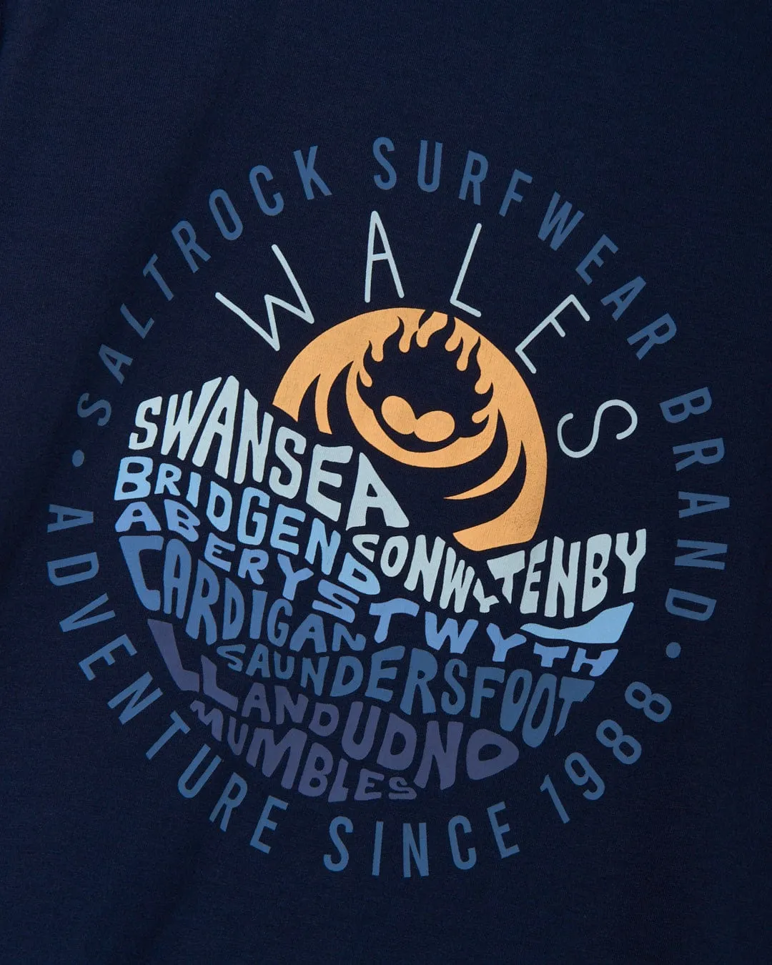 Layers Wales - Mens Short Sleeve T-Shirt - Blue Running Speed long sleeved