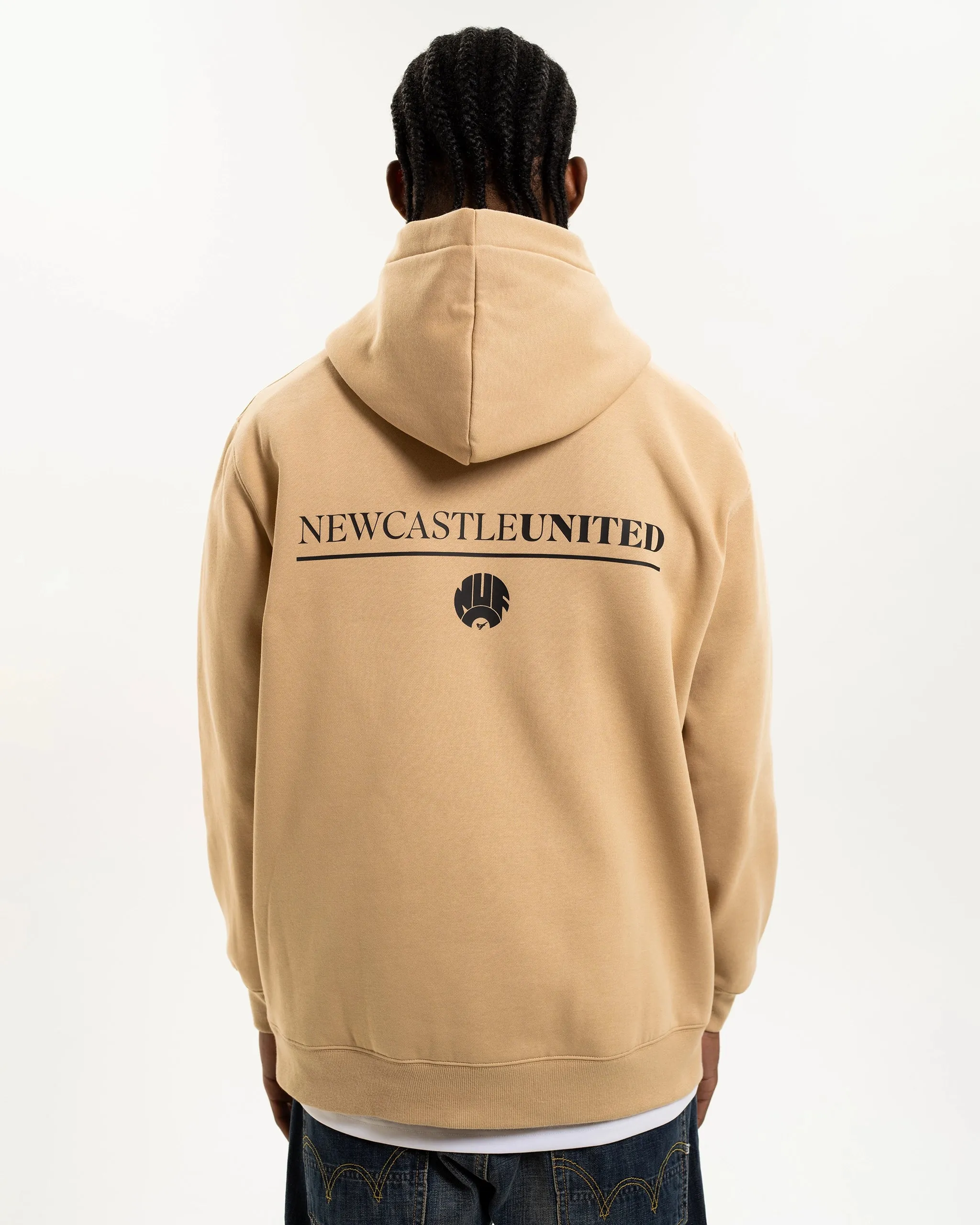 Newcastle United NUFC Retro Crest Beige Hoodie Comfortable Knitwear