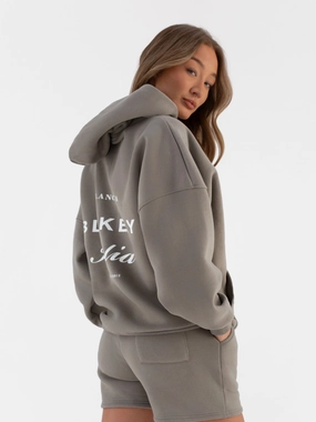 Relax Fit Wear Sleek Waistband Italia Oversized Hoodie - Stone Grey