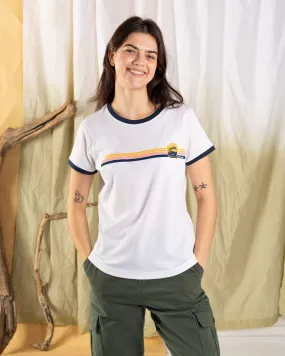 Celeste Stripe - Womens Short Sleeve Stripe T-Shirt - White RecycledBlend