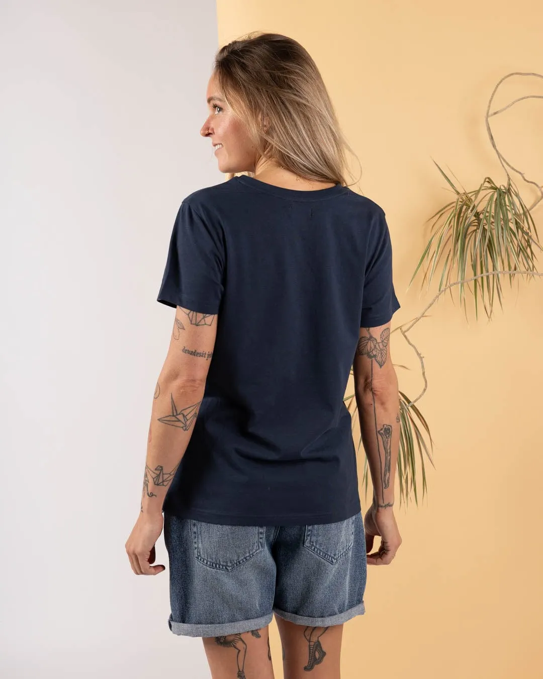Celeste Stripe - Womens Short Sleeve T-Shirt  - Blue Fade Resistant Print