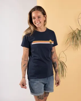 Celeste Stripe - Womens Short Sleeve T-Shirt  - Blue Affordable accessibility Urban Style Trend