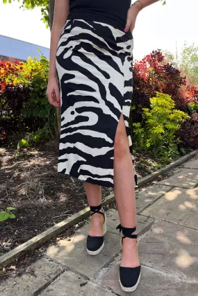 Draped Silhouette Nova Zebra Slit Skirt