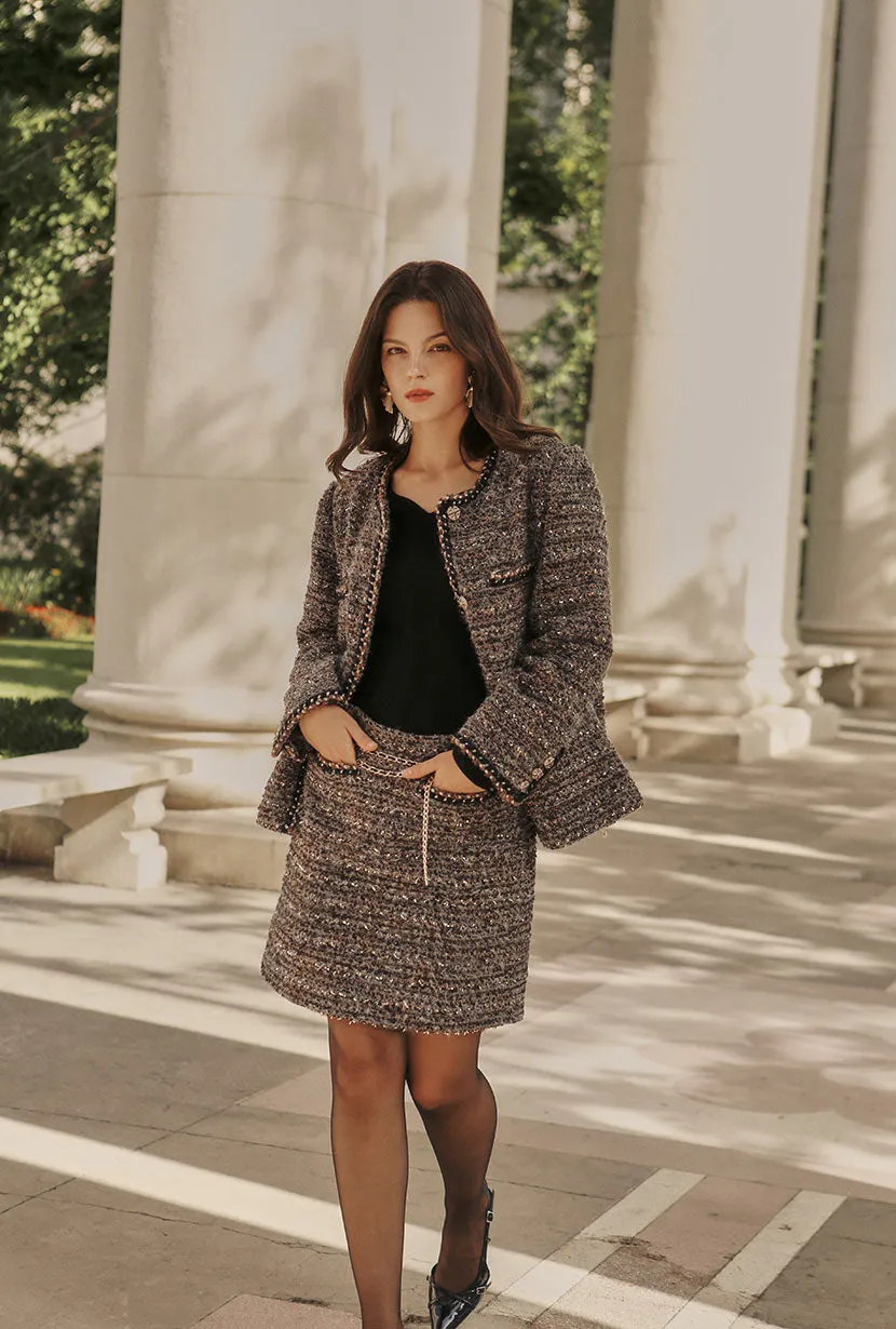 Charmaine Oversized Wool Tweed Coat - Charcoal slim cut UltraQuietMaterial