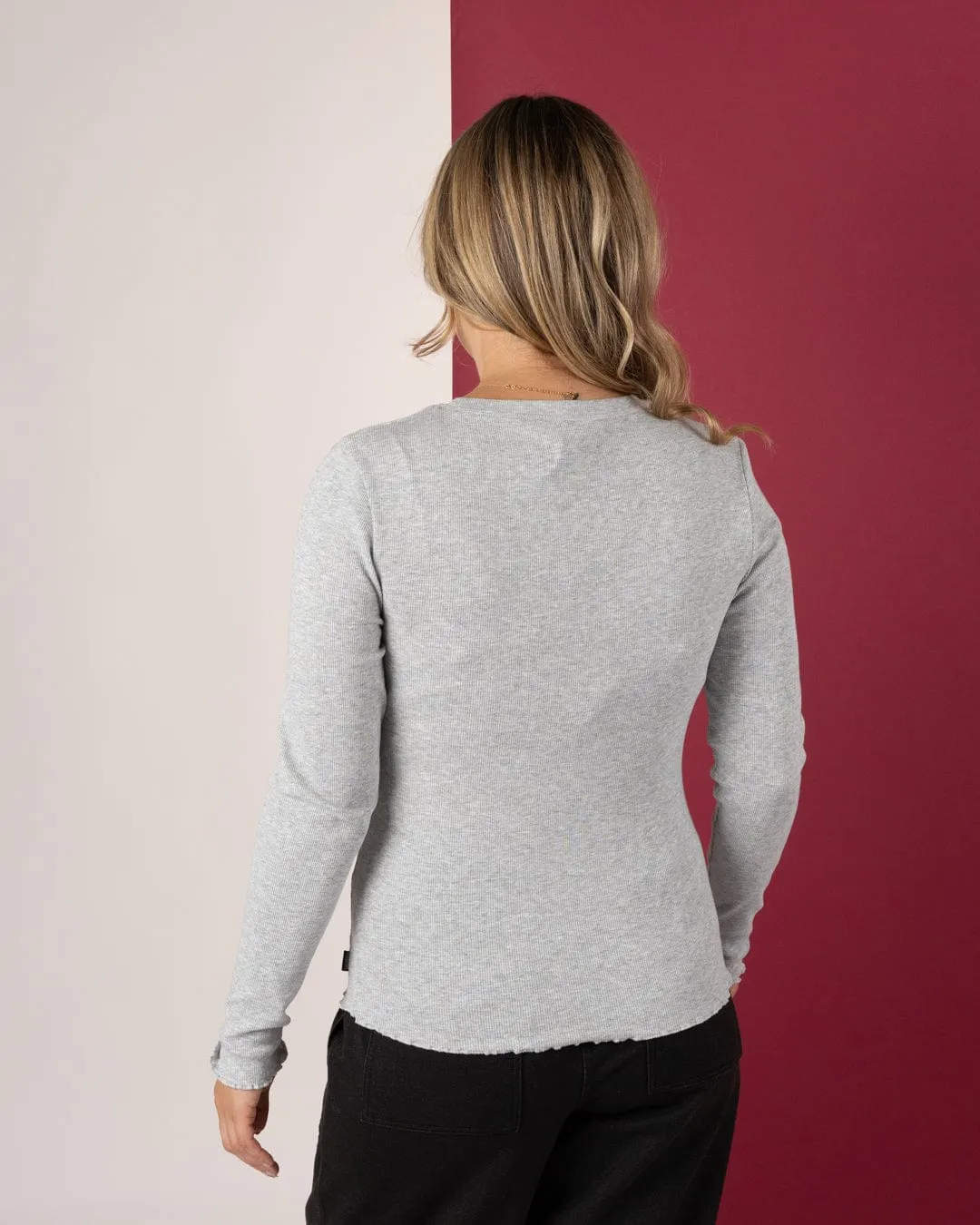 Charmer -Womens Long Sleeve T-Shirt - Grey Organic Cotton
