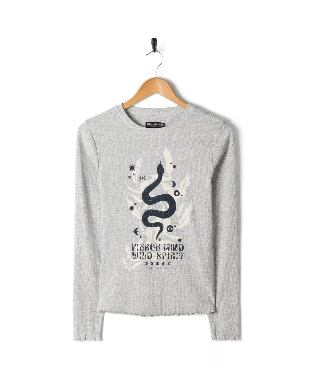Charmer -Womens Long Sleeve T-Shirt - Grey Camping attire