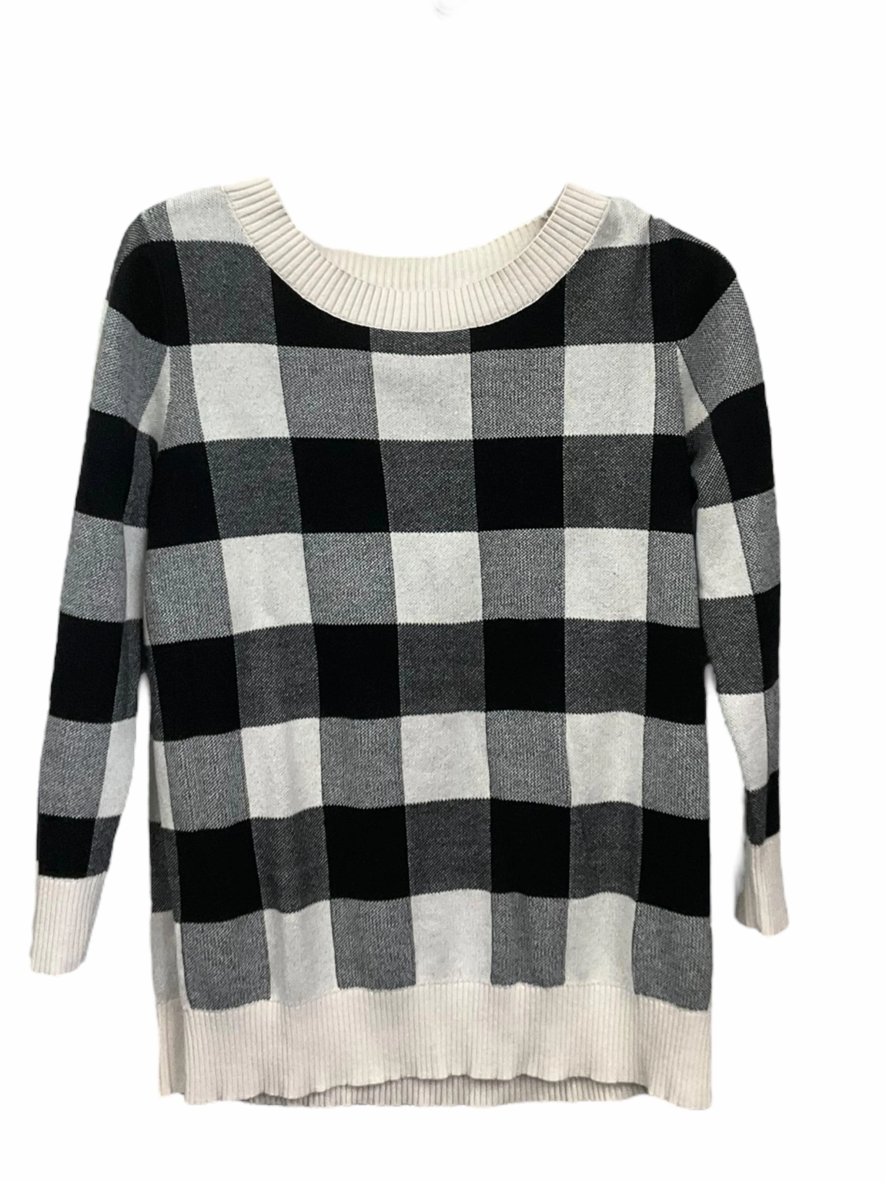 FrayResistant Fabric RelaxedFit Checkered Pattern Sweater Loft, Size L