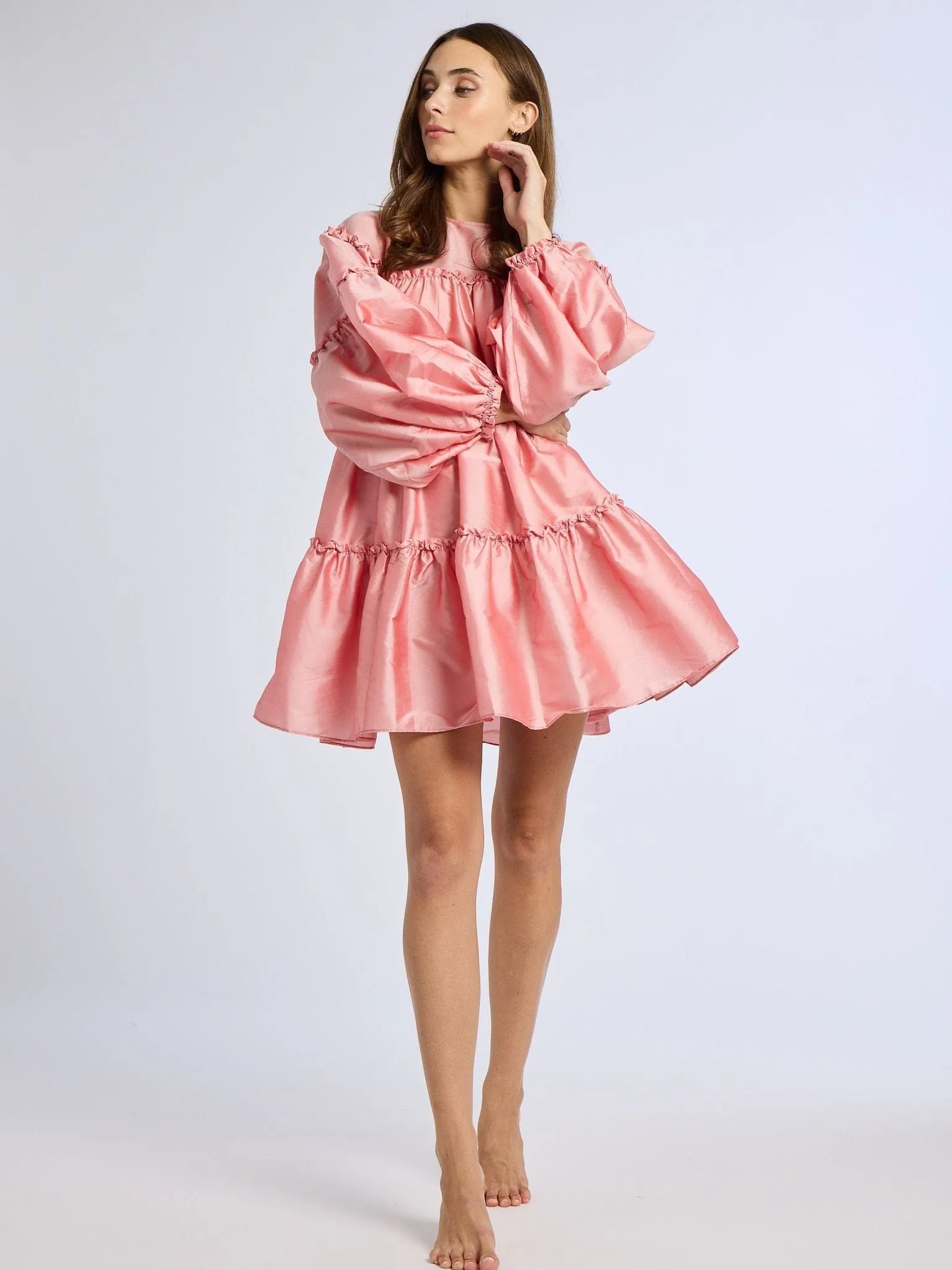 Mara Dress in Peony Taffeta Fit For All Elegant Cut