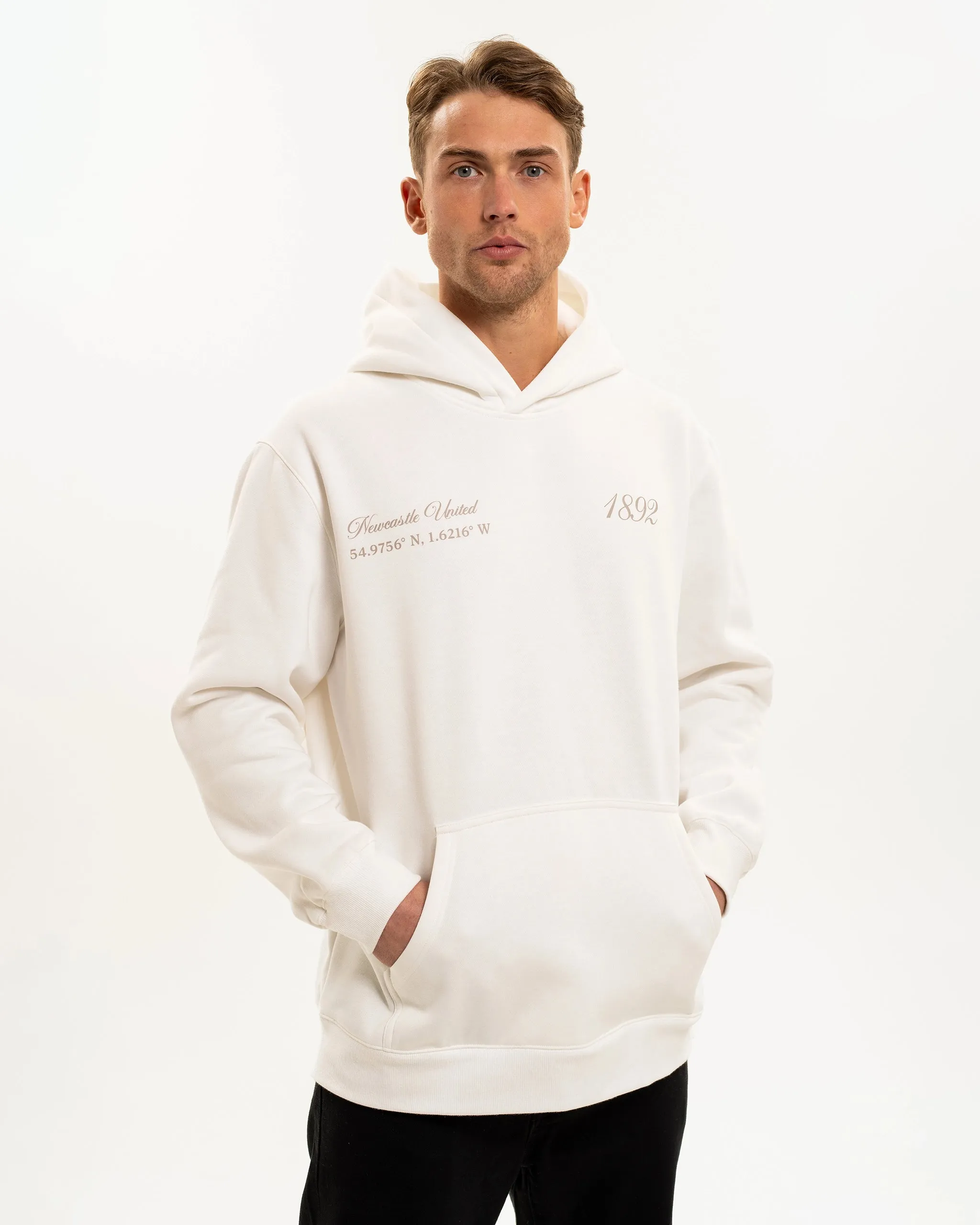Newcastle United NUFC Retro Crest White Hoodie Fashion Essential