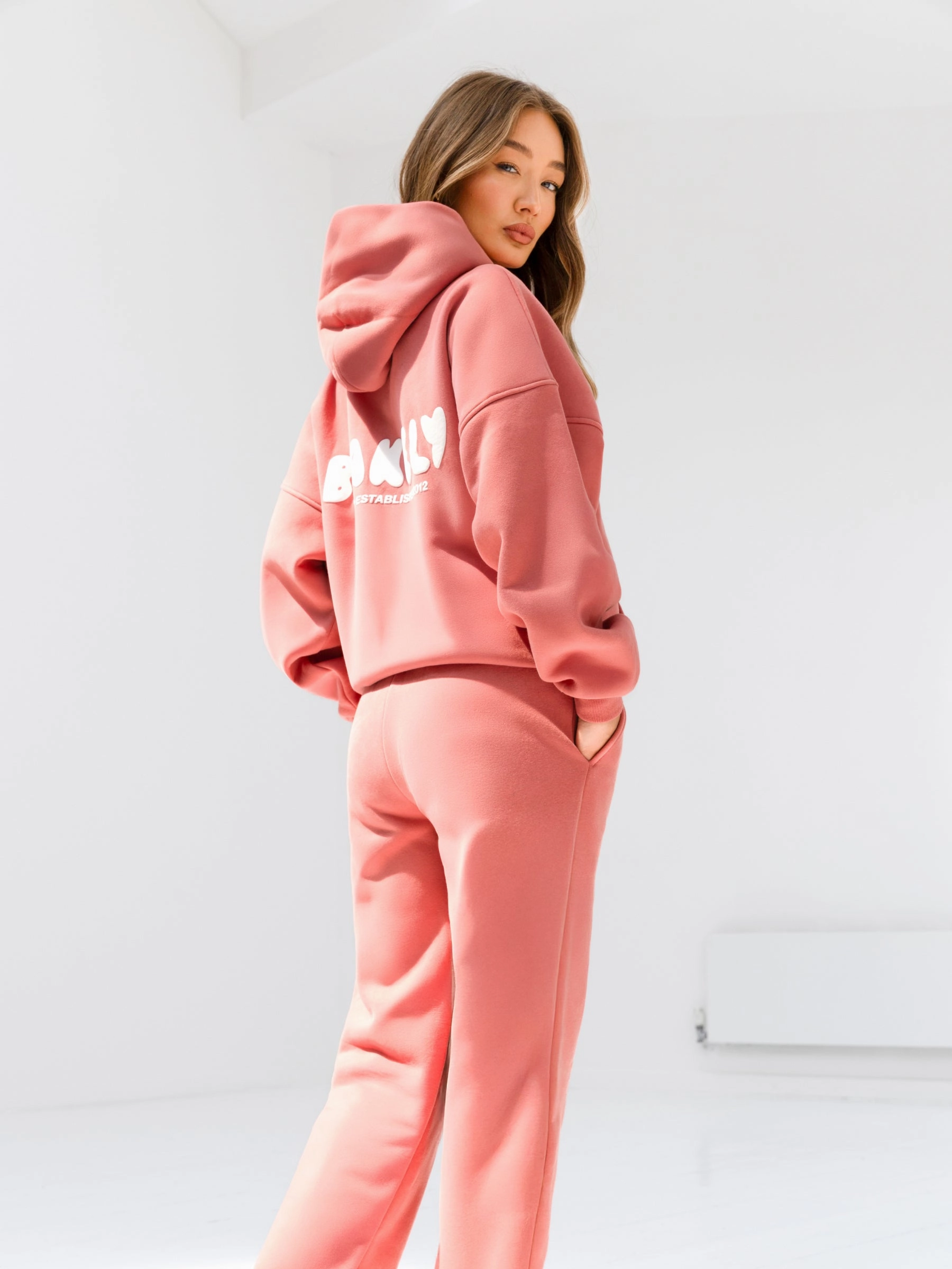Cloud Print Wide Leg Sweatpants - Sunrise Coral Sporty Touch