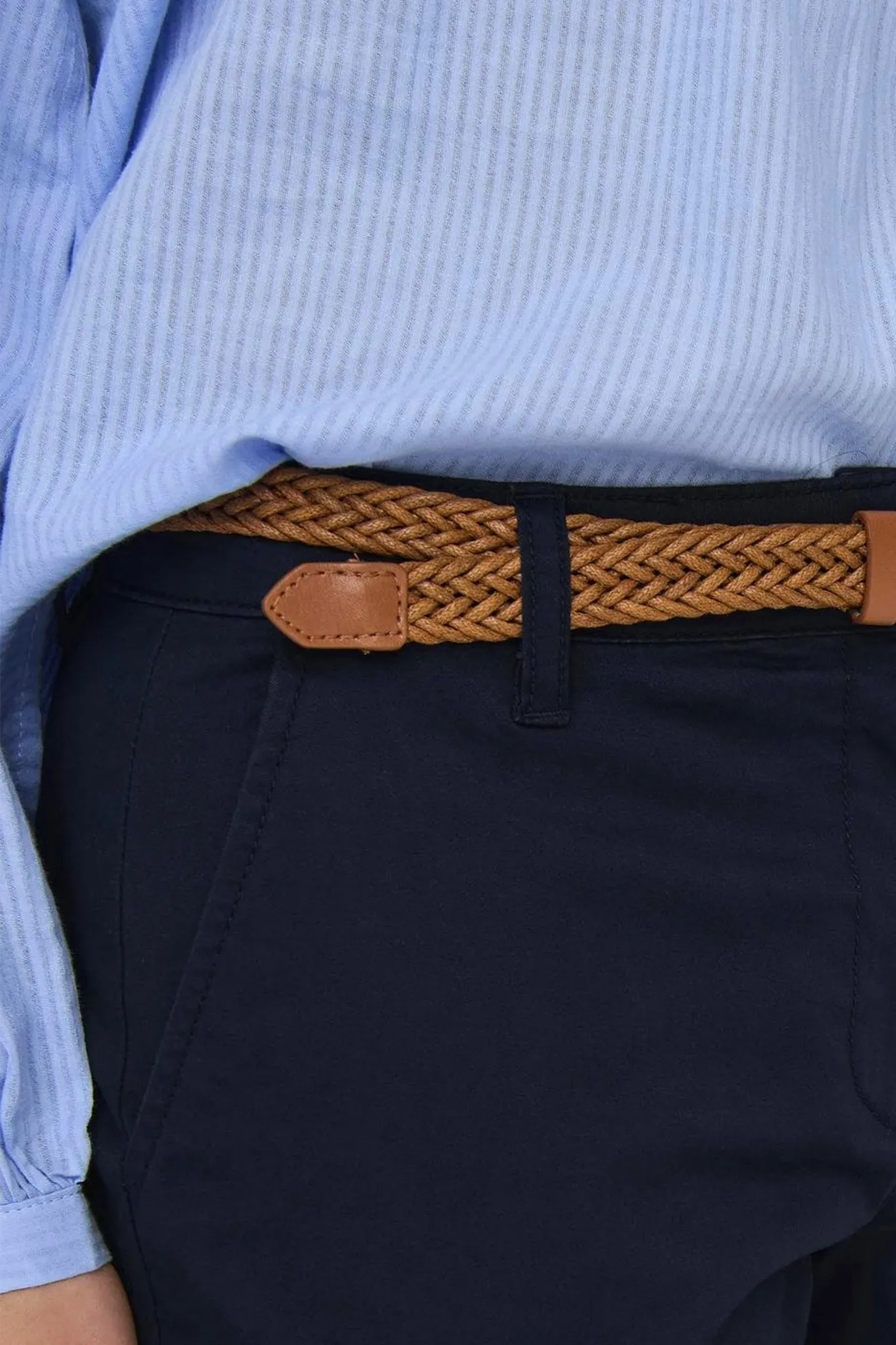 Chicago Belted Navy Chino Skinny Trousers Chilly Day Comfort Move Friendly
