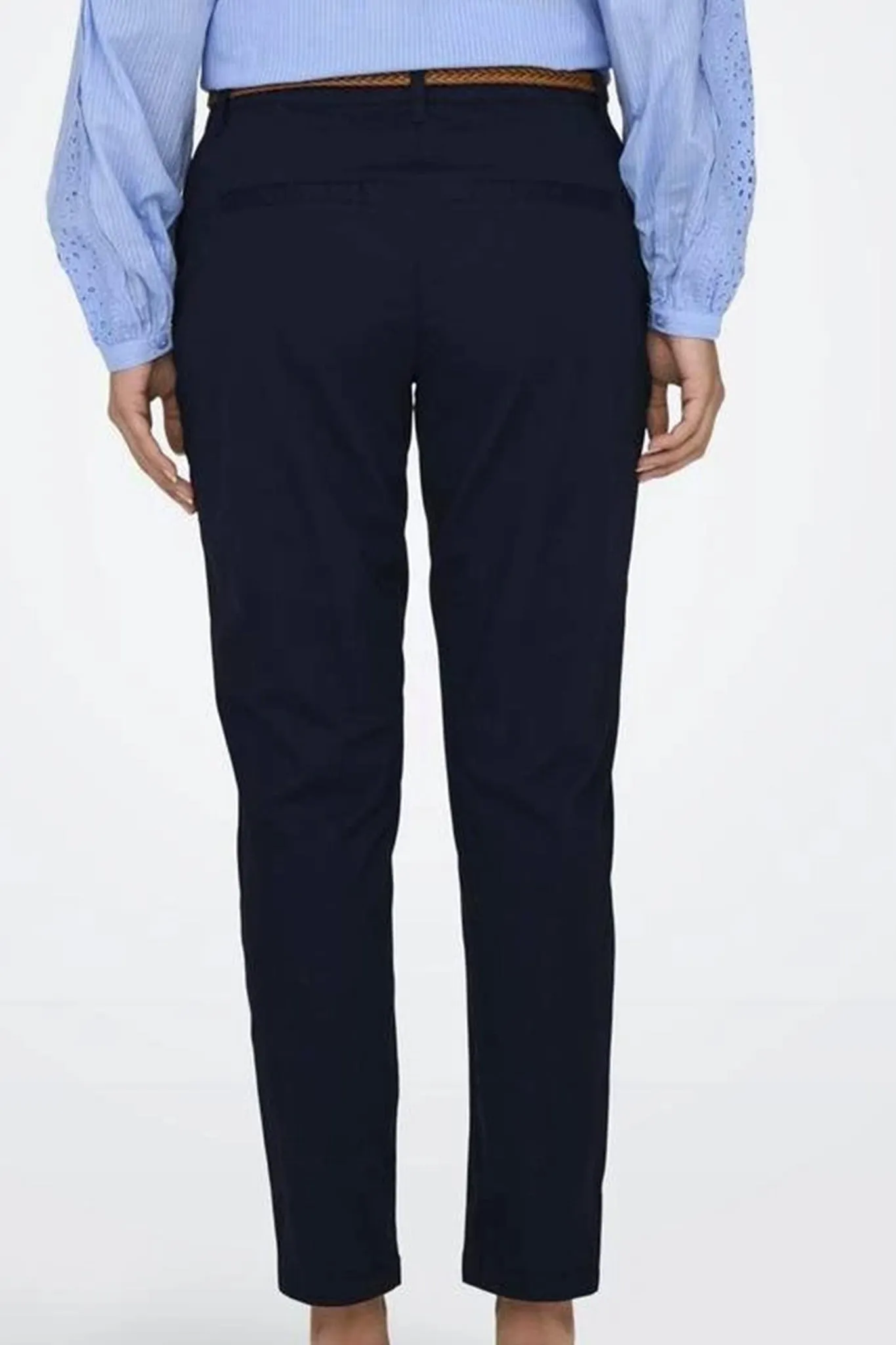 Chicago Belted Navy Chino Skinny Trousers Low-rise style Weekend Style