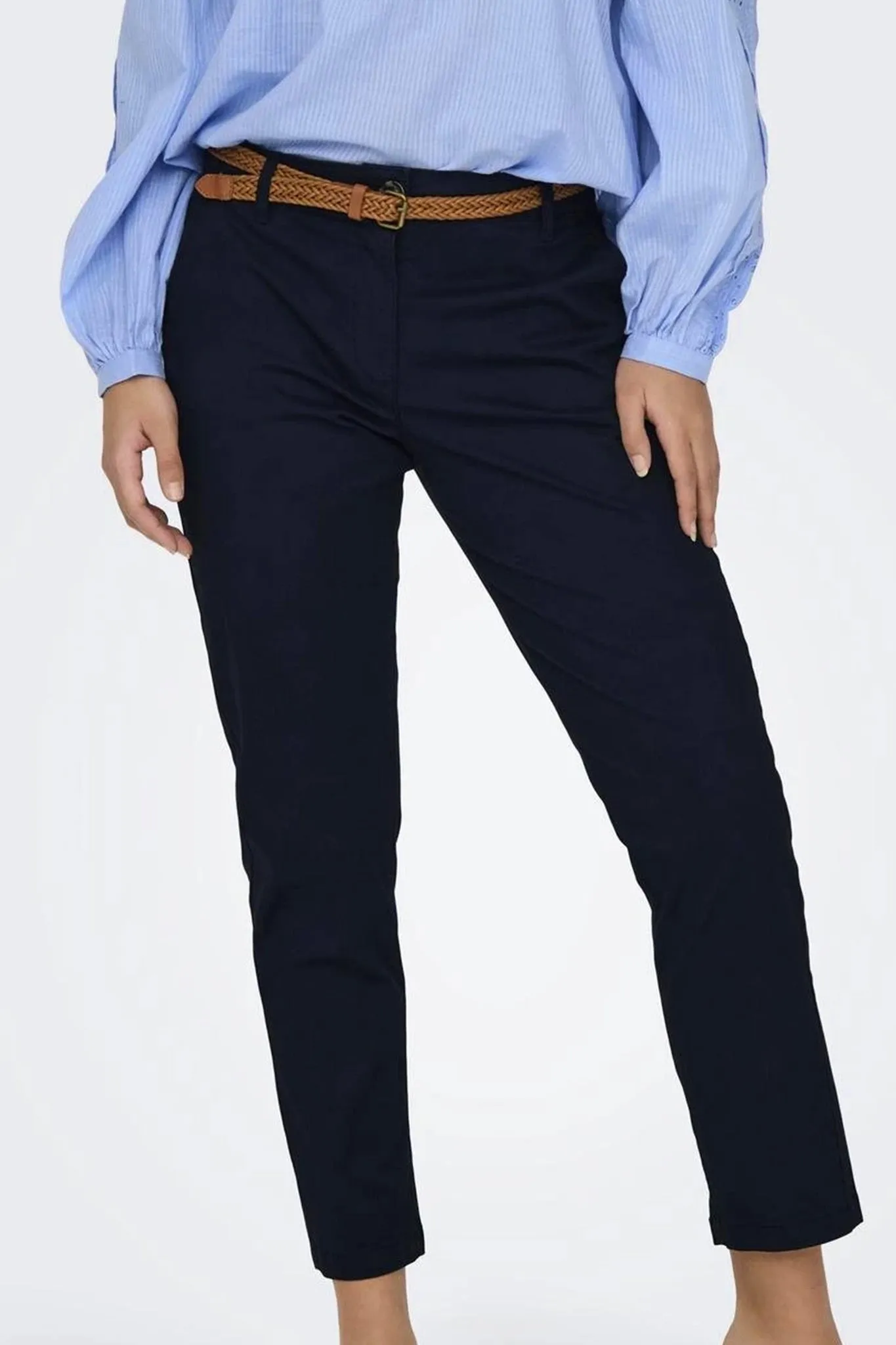 Flexible Gusset Active Layer Chicago Belted Navy Chino Skinny Trousers