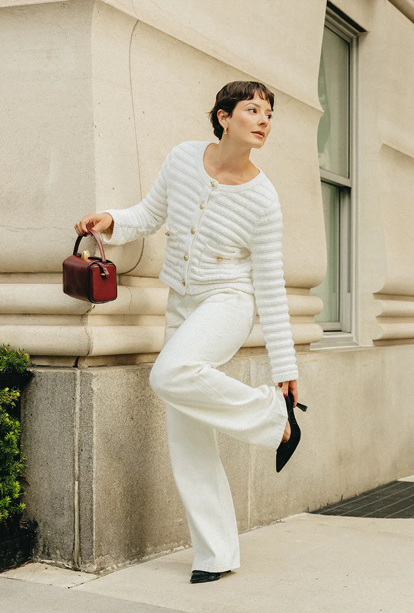Cindy Cotton Cardigan - Ivory Quick Release Fasteners Sleek Comfort
