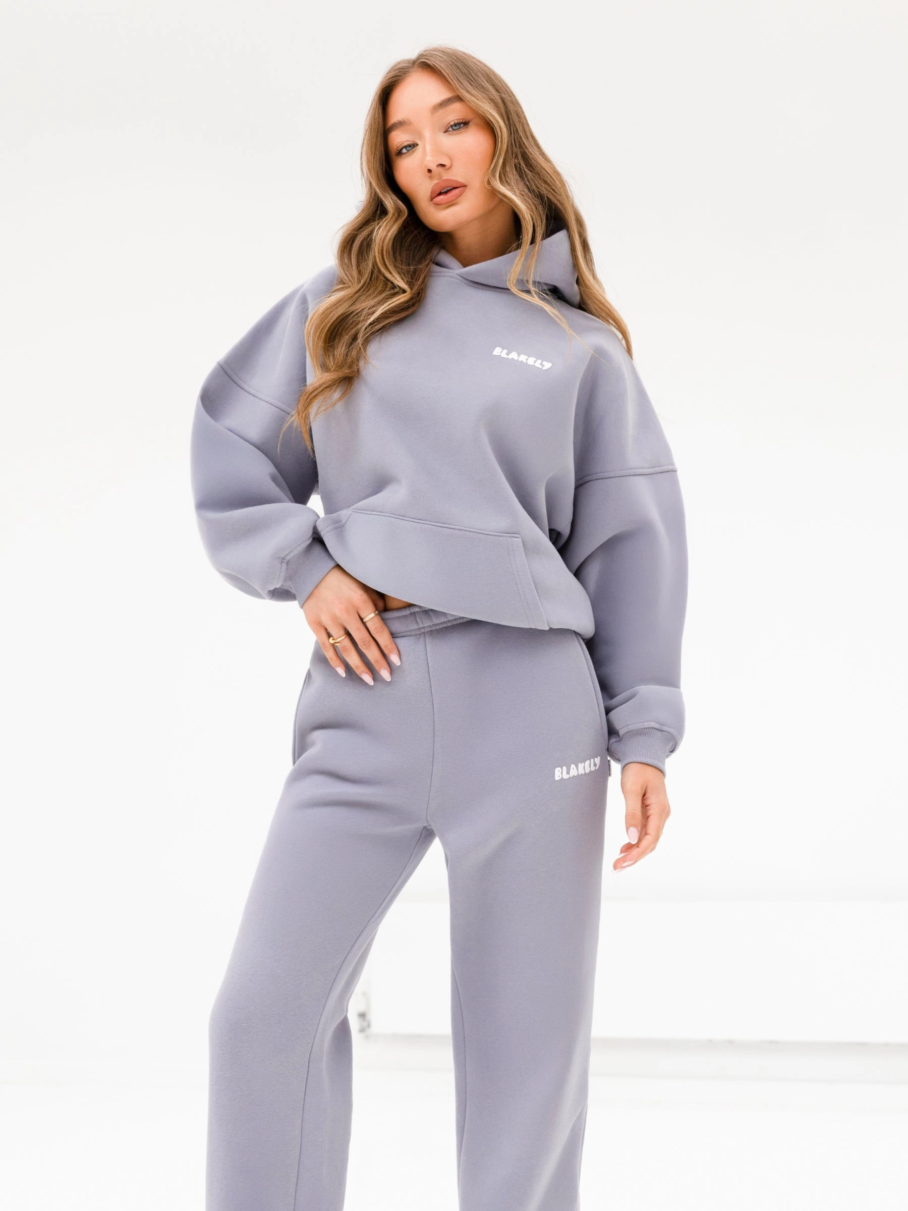 Hare like Gym Wear Cloud Print Oversized Hoodie - Pale Lilac