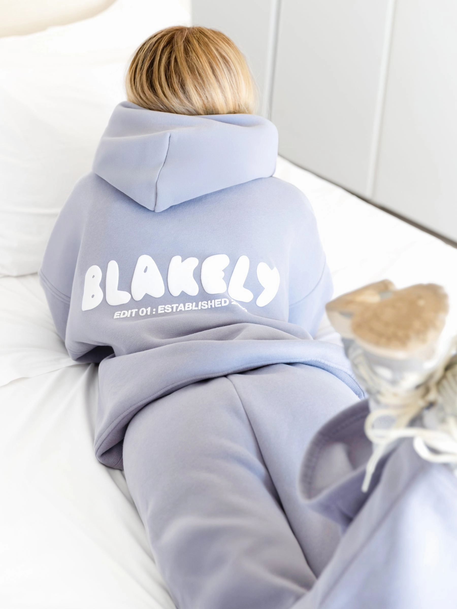 Cloud Print Oversized Hoodie - Pale Lilac Coffee Date