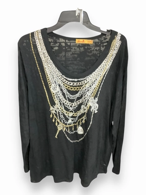 Top Long Sleeve By Seven 7 In Black, Size: 2x Tagless Design BondedSeams