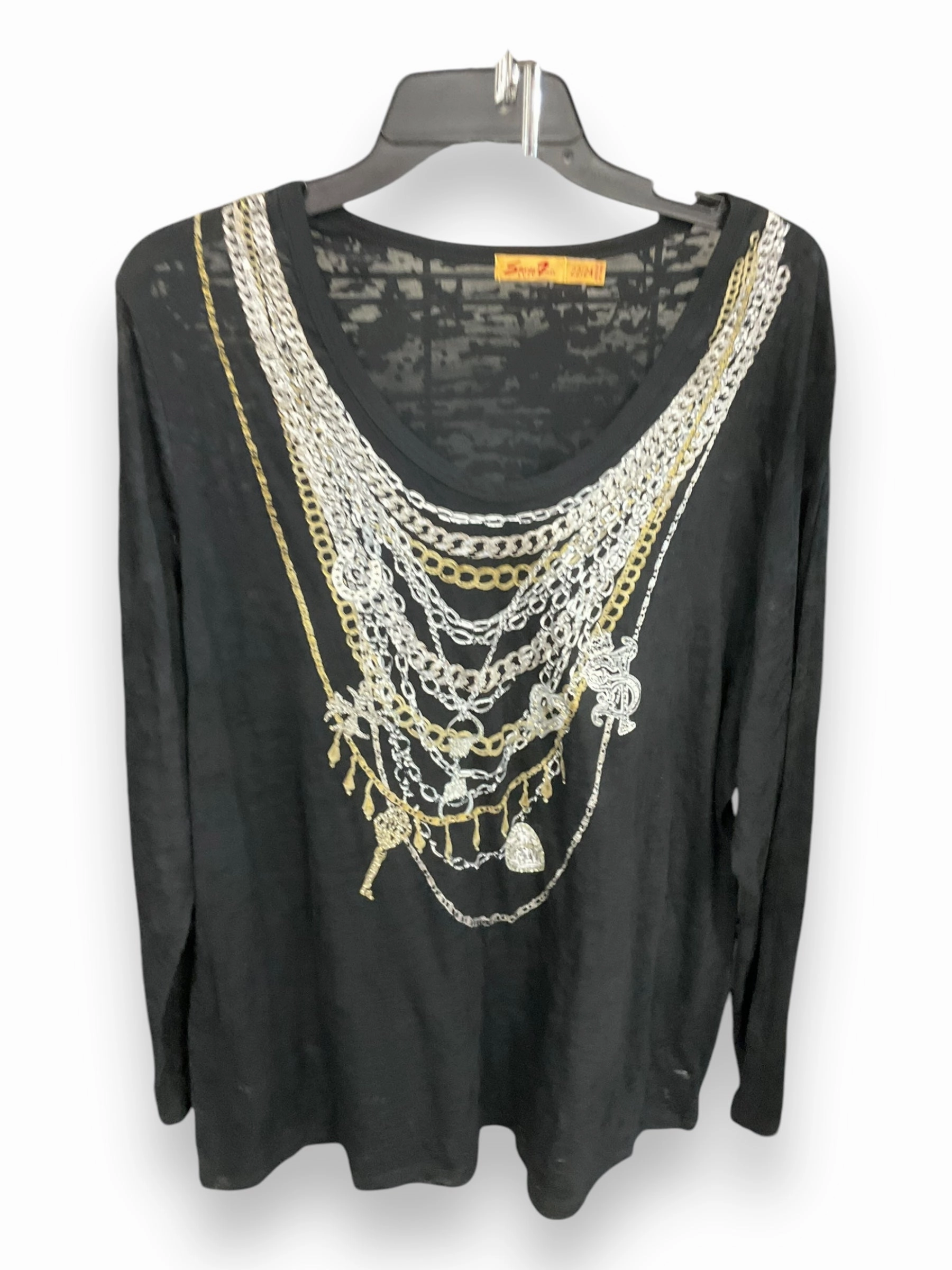 Top Long Sleeve By Seven 7 In Black, Size: 2x Tagless Design BondedSeams