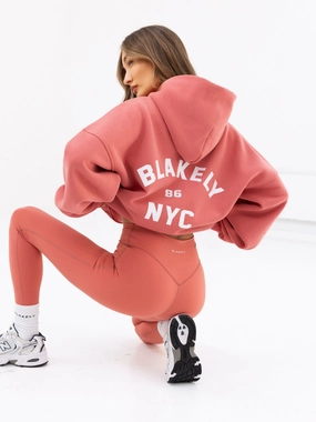 NYC Oversized Hoodie - Sunrise Coral Warm Lining Versatile Comfort