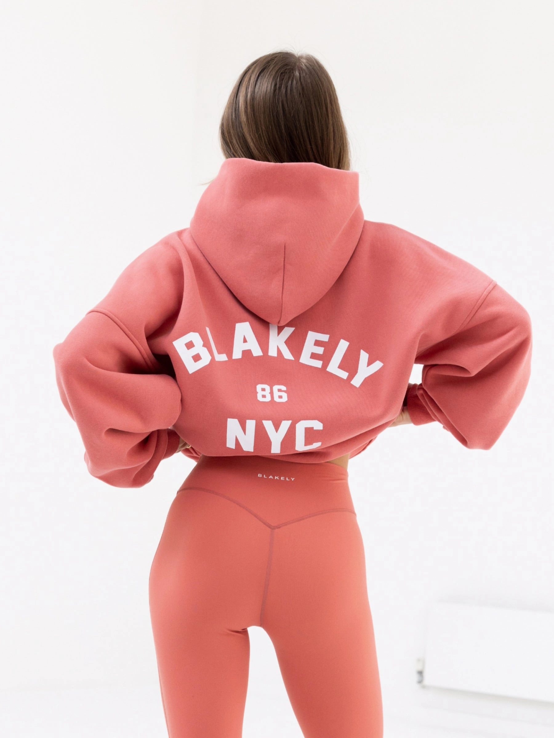 NYC Oversized Hoodie - Sunrise Coral Loose Fit Bee like