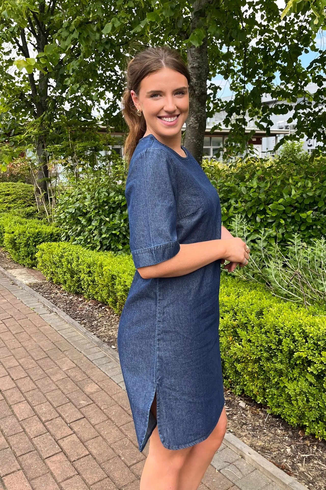 Tenim Medium Blue Dress Sophisticated Style Social Charm